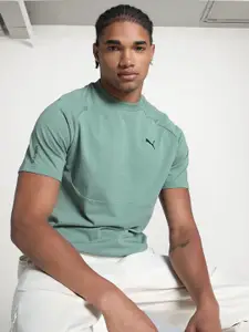 Puma Men TECH Solid Raglan Sleeves Cotton T-Shirt