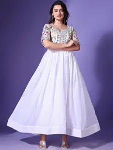 Fashion Basket Floral Embroidered Georgette Gown