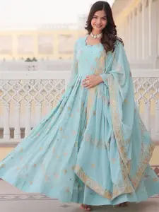 Fashion Basket Women Embroidery Fit & Flared Anarkali Gown Ethnic Dresses With Dupatta