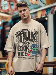 Leotude Men Graphic Printed Round Neck Cotton Oversized T-shirt