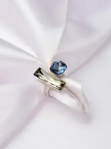 Reenisaa Rhodium-Plated Cubic Zirconia-Studded Adjustable Finger Ring