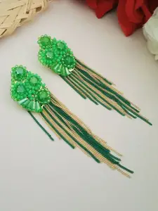 DIVASTRI Gold-Plated Contemporary Shaped Artificial Beads Drop Earrings