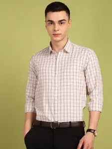 FUBAR Men Classic Slim Fit Gingham Checks Opaque Checked Formal Shirt