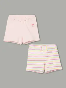 Juniors by Lifestyle Girls Pack of 2 Striped Regular Fit Mid-Rise Denim Shorts