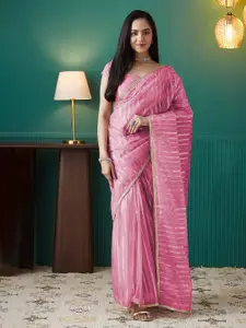 RACHNA Striped Embroidered Organza Saree