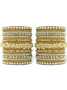 leshya Set Of 2 Stone-Studded & Beaded Traditional Rajasthani Bridal Chuda Bangles
