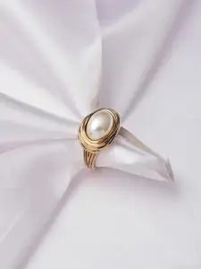 Reenisaa Gold-Plated Pearls Adjustable Finger Ring