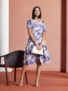 all about you Floral Print Puff Sleeve Fit & Flare Dress