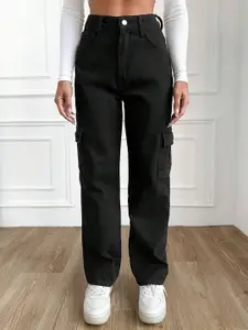 BAESD Women Comfort Regular Fit Mid-Rise Stretchable Cargo Jeans