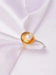 Reenisaa Gold-Plated Pearls-Studded Adjustable Ring
