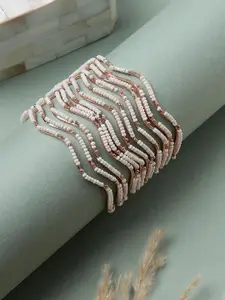 ANIKAS CREATION Gold-Plated Pearls Beaded Bangles