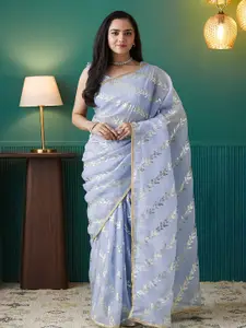 RACHNA Organza Floral Printed Embroidered Ready to Wear Saree