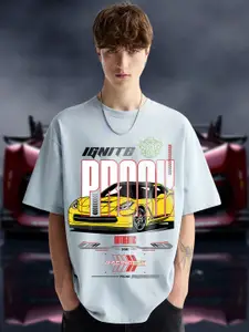 PRONK Men Oversized Graphic Printed Round Neck T-shirt