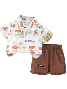 StyleCast x Revolte Boys Printed Shirt Collar Shirt With Shorts