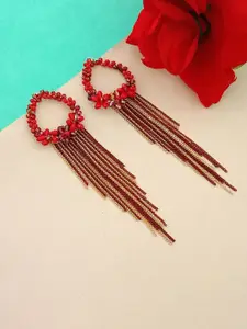 DIVASTRI Gold-Plated Contemporary Shaped Artificial Beads Drop Earrings