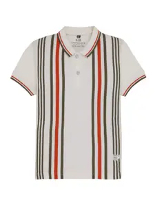 Status Quo Boys Striped Polo Collar Pockets T-shirt