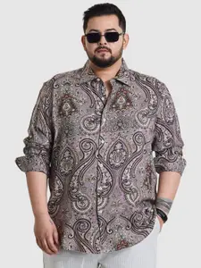 Snitch Men Plus Size Classic Regular Fit Spread Collar Ethnic Motifs Printed Casual Shirt