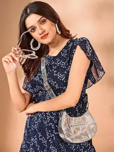 Raiyani Fashion Women Georgette Ruffles Fit & Flare Midi Dress