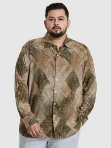 Snitch Men Plus Size Classic Regular Fit Spread Collar Abstract Printed Casual Shirt