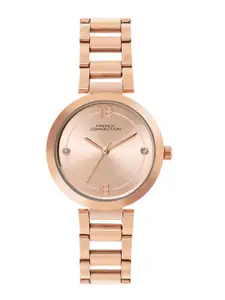 French Connection Women Embellish Dial Stainless Steel Analogue Watch FCN01B-Rose Gold