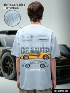 PRONK Men Graphic Printed Oversized Round Neck T-shirt