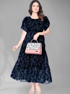 Raiyani Fashion Women Printed Georgette Fit & Flare Midi Dress