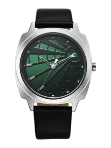 Fastrack Men Brass Printed Dial & Leather Straps Analogue Watch 3322SL01