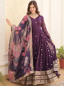 Fashion Basket Embroidered Gown Ethnic Dress With Dupatta