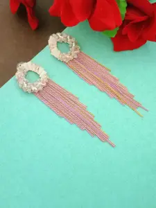 DIVASTRI Gold-Plated Artificial Beaded Contemporary Drop Earrings