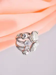 Reenisaa Rhodium-Plated Pearls Adjustable Finger Ring