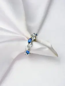 Reenisaa Rhodium-Plated Crystal-Studded Adjustable Finger Ring