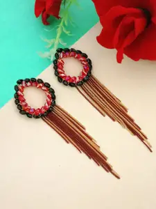 DIVASTRI Gold-Plated Artificial Beads Beaded Contemporary Drop Earrings