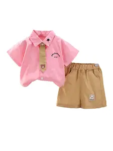 StyleCast x Revolte Boys Printed Shirt Collar Shirt With Shorts