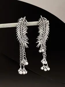 ATIBELLE Silver-Plated Leaf Shaped Drop Earrings