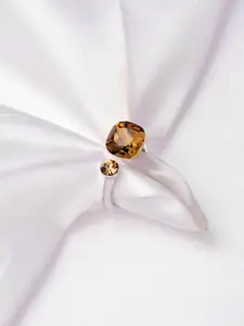 Reenisaa Gold-Plated Cubic-Zirconia-Studded Adjustable Finger Ring