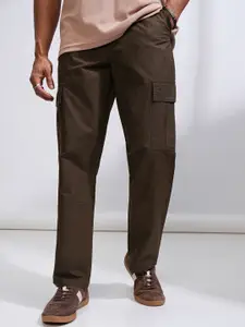 HIGHLANDER Men Checked Cotton Straight Fit Cargo Trousers