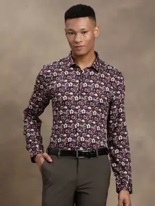 Turtle Men Classic Slim Fit Spread Collar Floral Printed Cotton Party Shirt