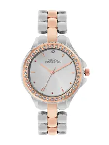 French Connection Women Embellished Dial & Stainless Steel Straps Analogue Watch FCN03D