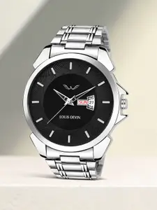 LOUIS DEVIN Men Brass Dial & Stainless Steel Bracelet Style Straps Analogue Watch