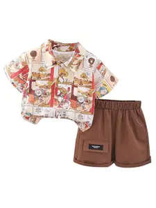 StyleCast x Revolte Boys Printed Shirt Collar Shirt With Shorts