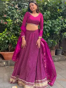 FABPIXEL Printed Semi-Stitched Lehenga & Unstitched Blouse With Dupatta