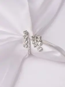 Reenisaa Rhodium-Plated Cubic Zirconia-Studded Adjustable Finger Ring