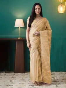 RACHNA Striped Embroidered Organza Ready to Wear Saree