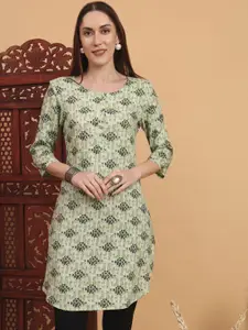 Anouk Rustic Geometric Printed Round Neck Three-Quarter Sleeves Straight Kurta