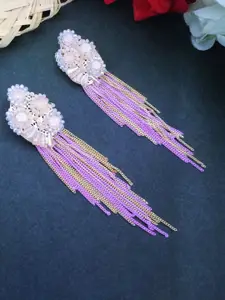 DIVASTRI Gold-Plated Artificial Beaded Contemporary Drop Earrings