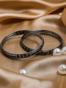 leshya Set Of 2 Shining Stone-Studded & Beaded Bracelet Bangles