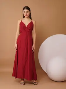 Chemistry Women Shoulder Straps Front Slits Maxi Dress