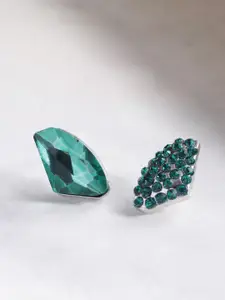 YouBella Silver-Plated Stone Studded Contemporary Studs