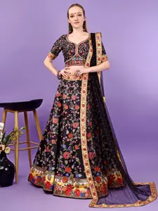 SAPTRANGI Embroidered Beads And Stones Ready to Wear Lehenga And Blouse With Dupatta