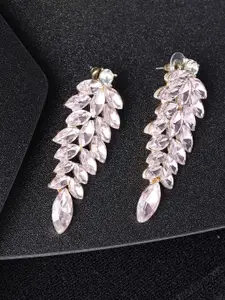 YouBella Gold-Plated Artificial Stones Leaf Shaped Drop Earrings